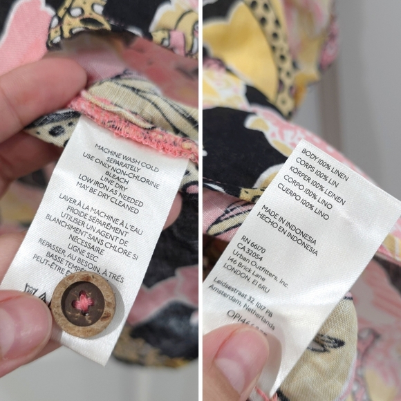 MAEVE Printed Buttondown Surf Shirt, Novelty Printed Cheetah Parrot 100% Linen - Picture 13 of 16